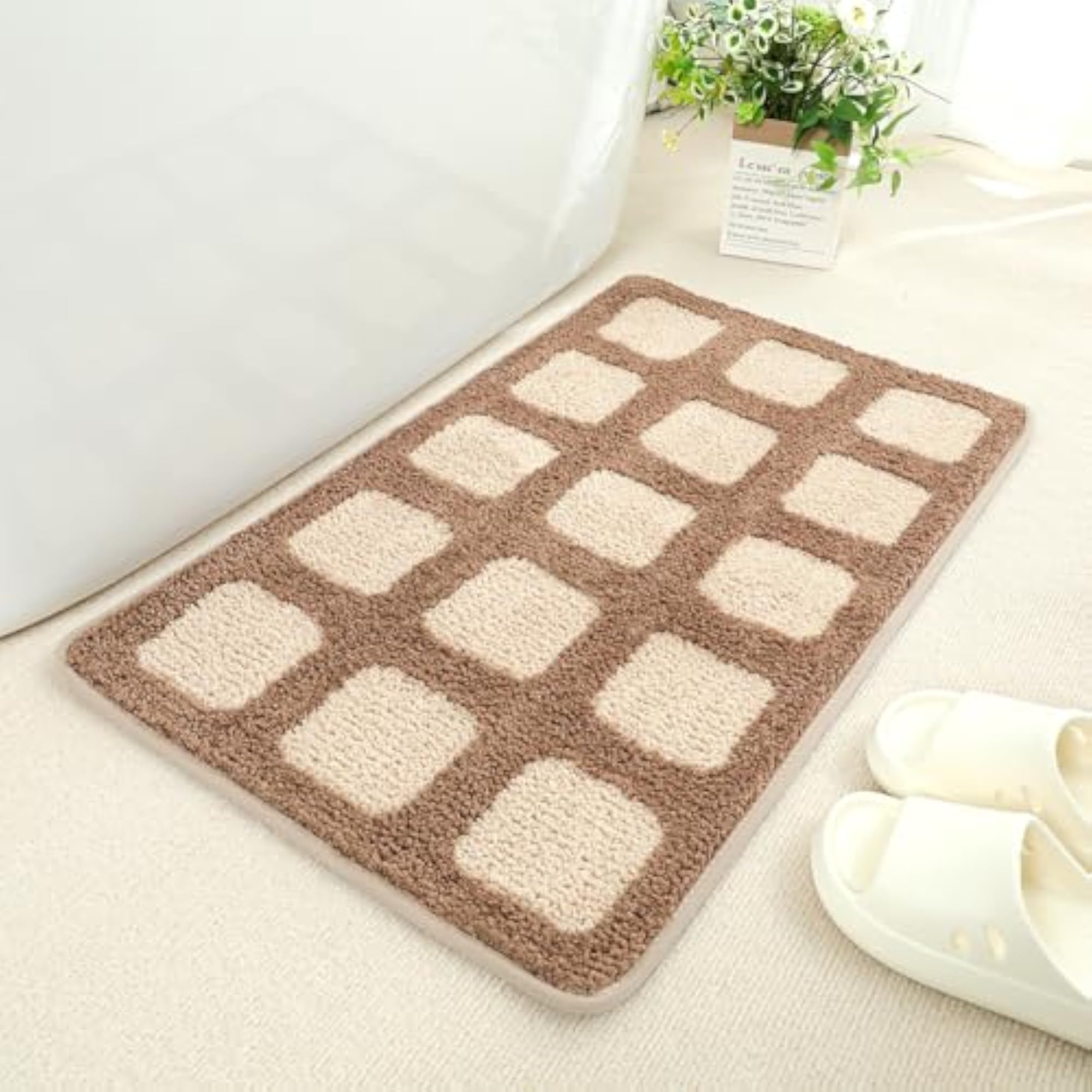 Stylish Bath Mat, Ultra Thin Non-Slip, Machine Washable
